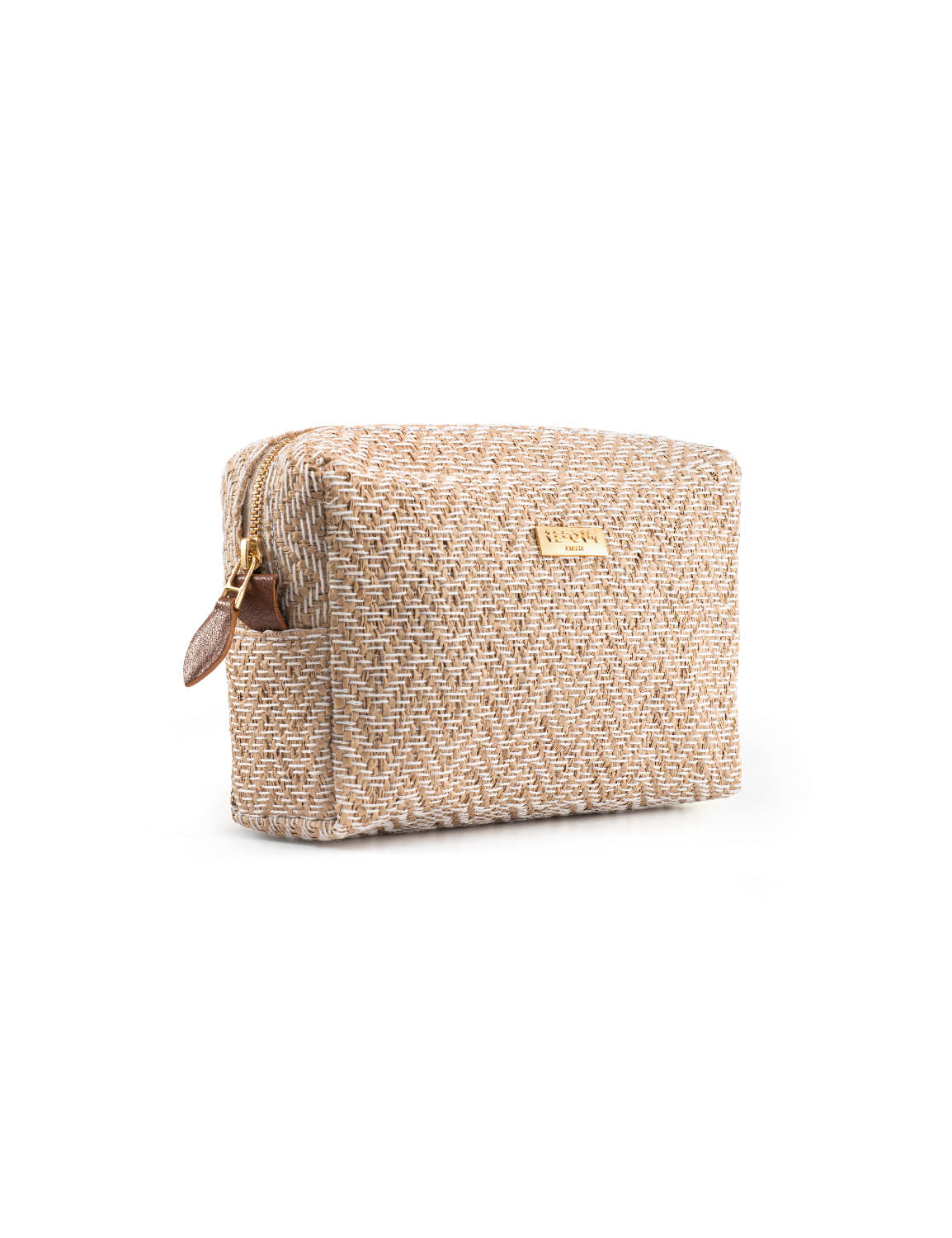 BEIGE ZIGZAG MAKEUP CASE