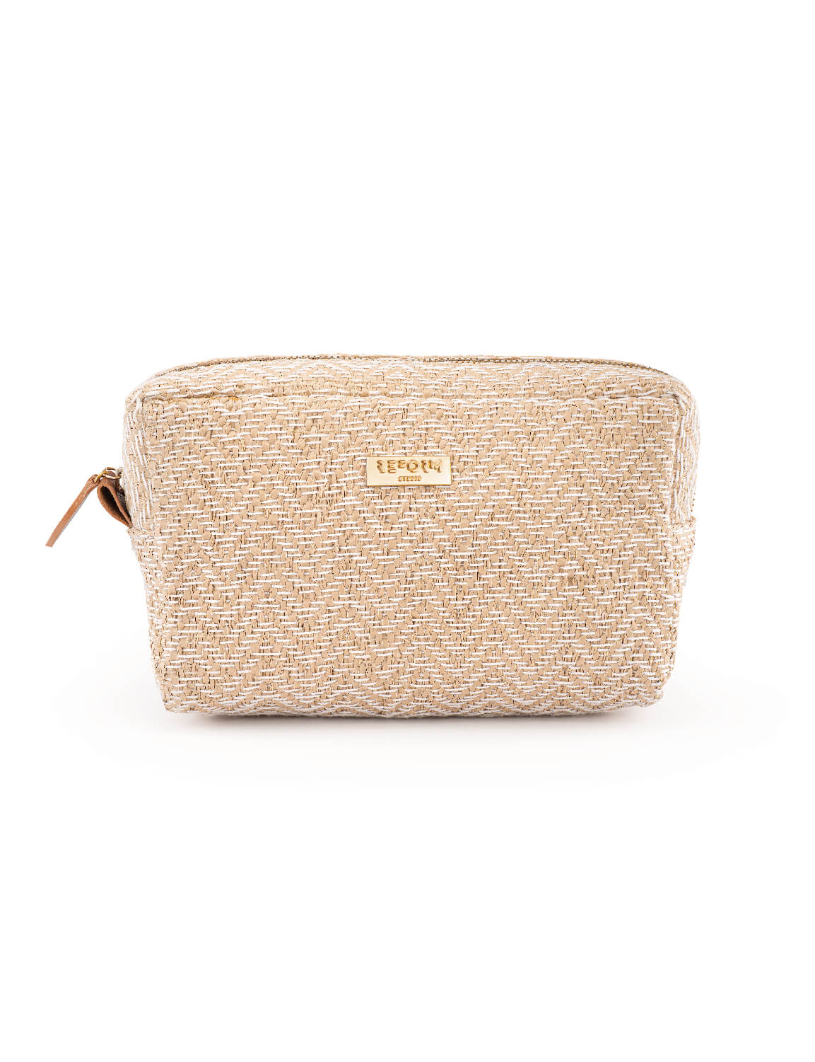 BEIGE ZIGZAG MAKEUP CASE